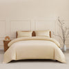 CUBE HOME Natural Bamboo Bedding Set (Duvet Cover + Deep Pocket Fitted Sheet + 2 Pillowcases), Beige