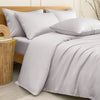 CUBE HOME Natural Bamboo Bedding Set (Duvet Cover + Deep Pocket Fitted Sheet + 2 Pillowcases), Light Grey