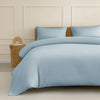 CUBE HOME Natural Bamboo Bedding Set (Duvet Cover + Deep Pocket Fitted Sheet + 2 Pillowcases), Light Blue