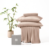 CUBE HOME Natural Bamboo Bedding Set (Duvet Cover + Deep Pocket Fitted Sheet + 2 Pillowcases), Camel