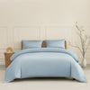 CUBE HOME Natural Bamboo Bedding Set (Duvet Cover + Deep Pocket Fitted Sheet + 2 Pillowcases), Light Blue