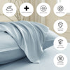 CUBE HOME Natural Bamboo Bedding Set (Duvet Cover + Deep Pocket Fitted Sheet + 2 Pillowcases), Light Blue